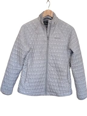 Marmot Women's Light Silver Quilted Insulated Puffer Jacket M Packable Outdoor